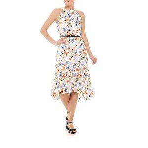 Elle Floral Sleeveless Midi Dress Sz XL Womens Tiered Multi Color